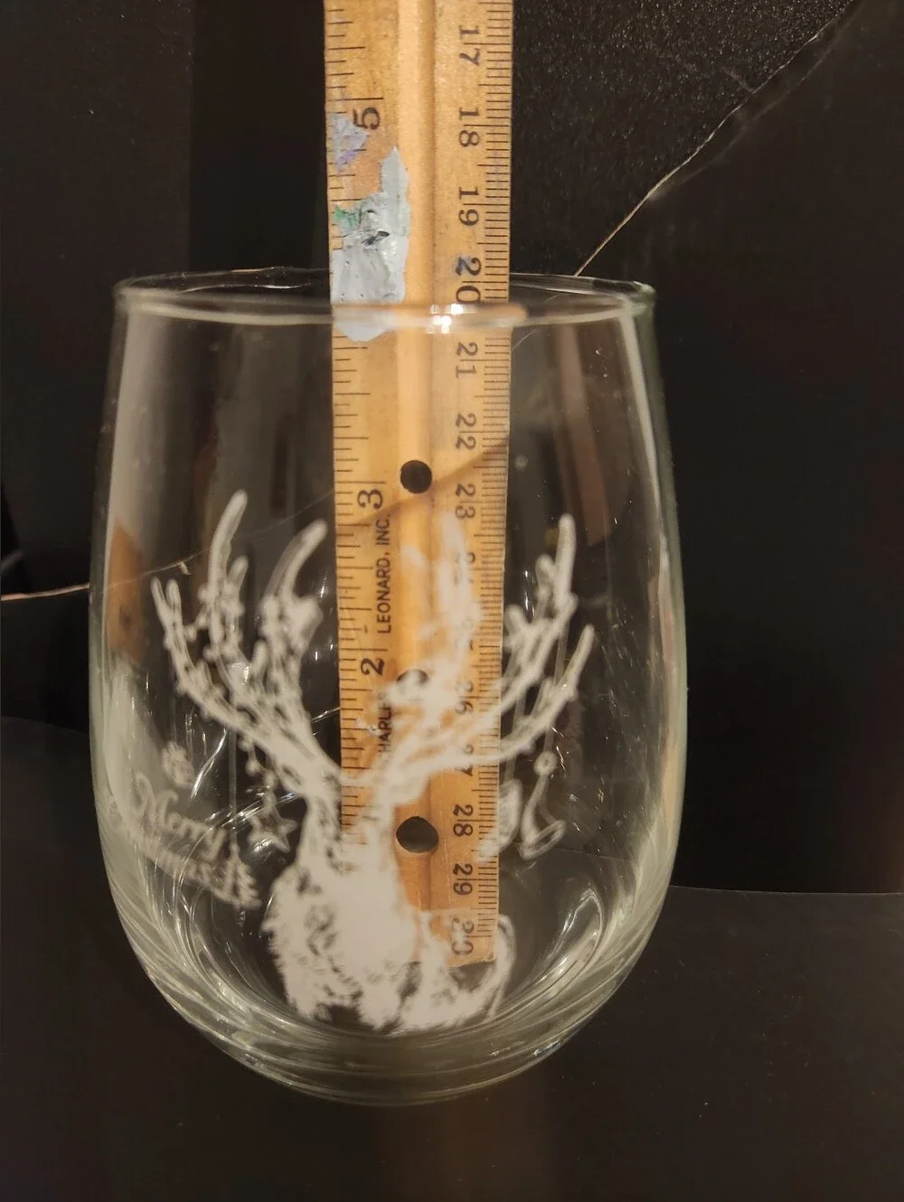 Holiday Reindeer Stemless Wine Glass - Clear - Set of Four